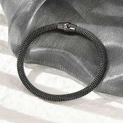 Черный Цвет Металла 304 браслеты из нержавеющей стали с сеткой-цепочкой для женщин и мужчин, ионное покрытие (ip), с магнитной застежкой, металлический черный , 7-3/4x1/4 дюйм (19.6x0.5 см)