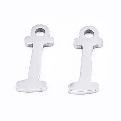 Letter I Не тускнеющие 201 подвески из нержавеющей стали, лазерная резка, алфавит, цвет нержавеющей стали, letter.i, 12x4.5x1 мм, отверстие : 1.4 мм