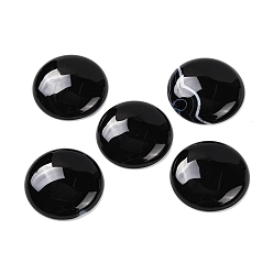 (946F)Морозный цвет внутри  Жонкиль / Непрозрачная зеленая подкладка Кабошоны из натурального окрашенного и нагретого черного агата, плоско-круглые, 27~28x6~8 мм