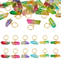 Хрусталь 30 шт. 6 стили гальванические подвески из натурального кварца, подвески из двухцветных самородков с латунной фурнитурой, золотые, разноцветные, 19~22 мм, 5 шт / стиль