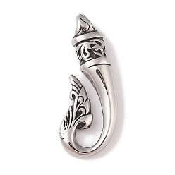 Античное Серебро 304 из нержавеющей стали застежками крюк, подвески рыболовный крючок, для изготовления кожаных браслетов, крюк, полированный, античное серебро, 43x17.5x7.5 мм, отверстие : 4.5 мм