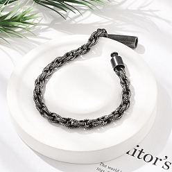 Античное Серебро 304 браслеты из нержавеющей стали с цепочками и веревками для женщин и мужчин, ионное покрытие (ip), античное серебро, 9 дюйм (22.8 см)