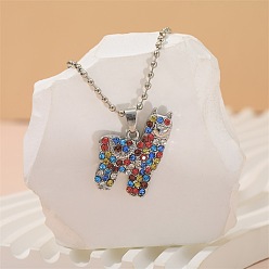 Альпака Ожерелья из сплава с разноцветными стразами для детей, платина, альпака, 19.69 дюйм (50 см)