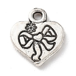 Antique Silver Tibetan Style Alloy Pendants, Heart, Antique Silver, 13.5x12x1.5mm, Hole: 1.5mm, about 574pcs/bag