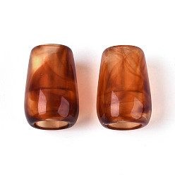 Шоколадный Двухцветные прозрачные акриловые европейские бусины, бусины с большим отверстием, имитация драгоценных камней, колонка, цвет шоколада, 16.5x11.5~12 мм, отверстия : 5.5 mm и 7.5 мм