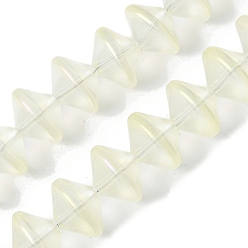 Бежевый Стеклянные бусины с гальваническим покрытием , бусины в форме летающей тарелки, бежевые, 14x10~10.5 мм, отверстие : 1.2~1.4 мм, около 60 шт / нитка, 23.78'' (60.4 см)