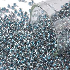 (288) Inside Color Crystal/Metallic Blue Lined TOHO Round Seed Beads, Japanese Seed Beads, (288) Inside Color Crystal/Metallic Blue Lined, 11/0, 2.2mm, Hole: 0.8mm, about 5555pcs/50g