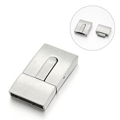 Stainless Steel Color Tarnish Resistant Smooth Surface 304 Stainless Steel Rectangle Bayonet Clasps, Stainless Steel Color, 30x17x6mm, Hole: 15x3mm