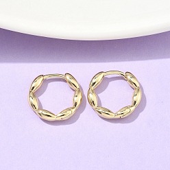 Настоящее золото 18K Овальные серьги-кольца из латуни, стойки покрытие, без свинца и без кадмия, долговечный, реальный 18 k позолоченный, 15.5x2.5 мм