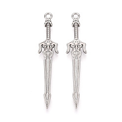 Нержавеющая Сталь Цвет 304 подвески из нержавеющей стали, меч, цвет нержавеющей стали, 46x9x3 мм, отверстие : 1.8 мм