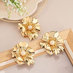 Золотой Ожерелья с подвесками из цветочного сплава и комплекты серег-гвоздиков для женщин, с имитацией жемчуга, золотые, 130 мм, внутренний диаметр: 130 мм