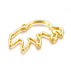 Golden Zinc Alloy Open Back Bezel Pendants, For DIY UV Resin, Epoxy Resin, Pressed Flower Jewelry, Bear, Golden, 24.5x42x2.5mm, Hole: 1.5mm