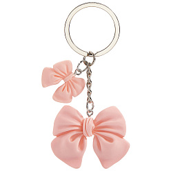 Pink Смолы брелок, с железной фурнитурой, бантом, розовые, 88 мм