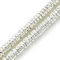 с Покрытием Серебра Гальванические нити из синтетических немагнитных гематитовых бусин, волнистый диск, со серебряным покрытием, 4x1.5 мм, отверстие : 1 мм, около 256 шт / нитка, 15.91'' (40.4 см)