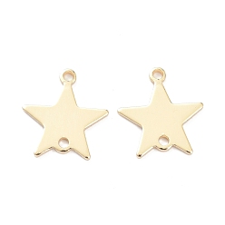 Настоящее золото 14K Соединители латунные звенья, долговечный, звезда, реальный 14 k позолоченный, 13x12x1 мм, отверстие : 1.2 мм