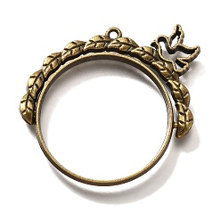 Античная Бронза Подвесные подвески из сплава, для diy уф смолы, эпоксидная смола, без кадмия, без никеля и без свинца, плоские круглые с птицей, античная бронза, 39x38.5x3.5 мм, отверстие : 1.6 мм