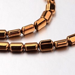 Cobre Chapado Electroplate hematites sintética hebras de perlas no magnéticas, Rectángulo, cobre recubierto, 6x4x3 mm, agujero: 1 mm, sobre 67 unidades / cadena, 15.7 pulgada