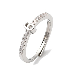 Платина Покрытие стойки латунь прозрачный номер циркония 6 регулируемые кольца для женщин, без кадмия и без свинца, долговечный, платина, 5.1x3.6 мм, размер США 8 (18.1 мм)