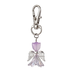 Lila Decoraciones colgantes de cristal de ángel, con broches de la aleación de la garra giratoria de langosta, lila, 63 mm