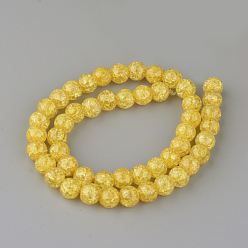 Gold Synthetic Crackle Quartz Beads Strands, Round, Dyed, Gold, 10mm, Hole: 1mm, about 40pcs/strand, 15.7 inch