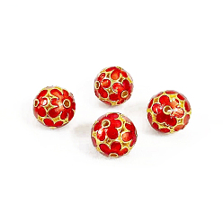 Красный Бусины ручной работы перегородчатой, эмаль, круглые, красные, 11 мм