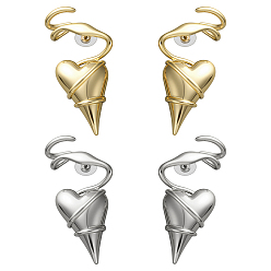 (52) Непрозрачная лаванда 2 пары 2 серьги-гвоздики в форме сердца из цветного сплава, с 925 штырями стерлингового серебра, разноцветные, 62x38 мм, 1 пара / цвет