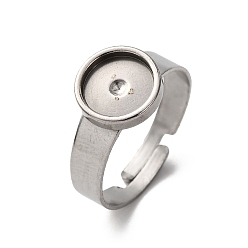 Нержавеющая Сталь Цвет Регулируемые элементы 304 из нержавеющей стали, 201 плоская накладка на основание из нержавеющей стали, плоско-круглые, цвет нержавеющей стали, лоток : 8 мм, внутренний диаметр: 18 мм