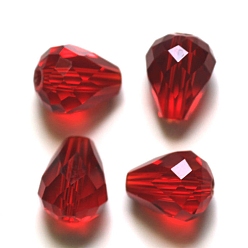 Dark Red Imitation Austrian Crystal Beads, Grade AAA, Faceted, Drop, Dark Red, 8x10mm, Hole: 0.9~1mm