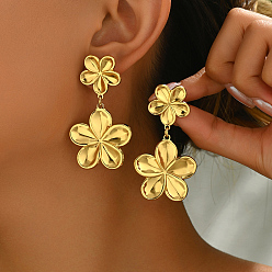 Золотой Стильные 201 серьги-гвоздики с подвесками в виде ретро-цветка из нержавеющей стали, золотые, 55x30 мм