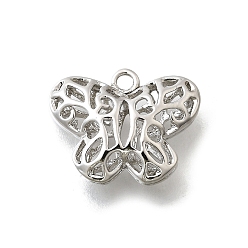 Платина Латунные подвески, без кадмия, без никеля и без свинца, полые прелести бабочки, платина, 15.5x19x6 мм, отверстие : 1.8 мм