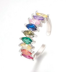 Platin Farbe Messing Zirkonia Fingerringe, Pferd Auge, Platin Farbe, Größe 8, 18 mm