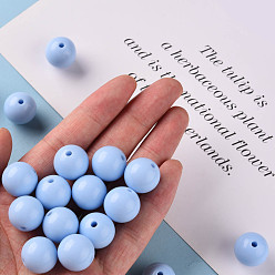 Cornflower Blue Opaque Acrylic Beads, Round, Cornflower Blue, 16x15mm, Hole: 2.8mm, about 220pcs/500g