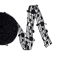 Черный Полиэстер Grosgrain ленты, музыкальная нота, чёрные, 1-1/8" (28 мм), 20 двор / рулон (18.3 м / рулон)