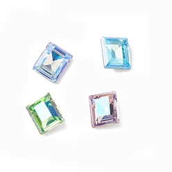 Mixed Color K9 Glass Rhinestone Cabochons, Pointed Back & Back Plated, Rectangle, Mixed Color, 10x8x4mm