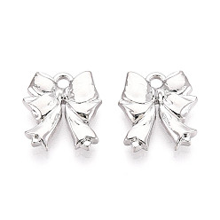 Платина Стойки подвески обшивки сплава, бантом прелести, без кадмия, без никеля и без свинца, платина, 15x14x3 мм, отверстие : 1.8 мм