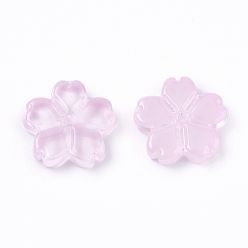 Pink Гальванические стеклянные бусины, цветок, розовые, 11x2.7 мм, отверстие : 1 мм