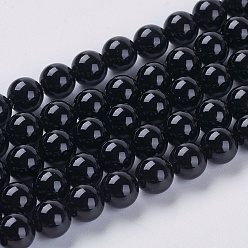 Black Onyx Бусины из натурального черного оникса, окрашенная и подогревом, круглые, 6 мм, отверстие : 1 мм, около 62~64 шт / нитка, 14.5 дюйм