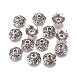 Античное Серебро 6 пластмассовые шарики из пластмассы ccb, цветок, античное серебро, 11x4 мм, отверстие : 2.3 мм