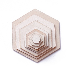 BurlyWood Wood Cabochons, Hexagon, BurlyWood, 34.5x39.5x2.5mm