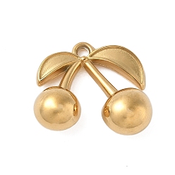 Настоящее золото 18K 304 подвески из нержавеющей стали, вишня, реальный 18 k позолоченный, 16x19x7 мм, отверстие : 1.6 мм