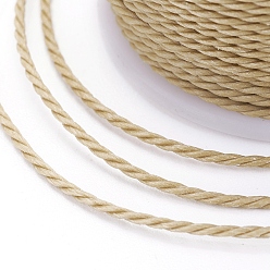Tan Round Waxed Polyester Cord, Taiwan Waxed Cord, Twisted Cord, Tan, 1mm, about 12.02 yards(11m)/roll