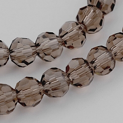 Gray Transparent Glass Bead Strands, Imitate Austrian Crystal, Faceted(32 Facets), Round, Gray, 6mm, Hole: 1mm, about 96~98pcs/strand, 20~21 inch