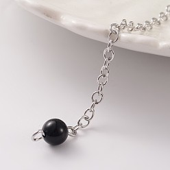 Black Agate Platinum Tone Brass Black Agate Cone Hexagonal Pointed Dowsing Pendulums, with Lobster Claw Clasps, 230x3mm