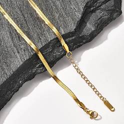 Light Gold 3мм плоские ожерелья-змейки из нержавеющей стали для мужчин и женщин, долговечный, золотой свет, 16.14~17.72 дюйм (41~45 см)