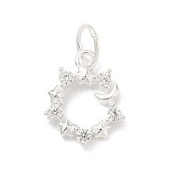 Ring 925 подвески из стерлингового серебра с прозрачными кубическими цирконами, с печатью 925, серебряный цвет гальваническим, кольцо прелести, 12x10x2 мм, Перейти кольцо: 5x0.6 мм, внутренний диаметр: 3.5 мм