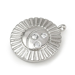 Платина Латунные микро проложить кубического циркония подвески, круглые, долговечный, без кадмия и без свинца, стойки покрытие, платина, 23x20x3.5 мм, отверстие : 2 мм