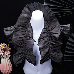 Черный Полиэстер атлас шифон волнистое кружево, плиссированная кружевная отделка, кружевная ткань с рюшами, аксессуары к костюму, чёрные, 167~170x0.3 мм