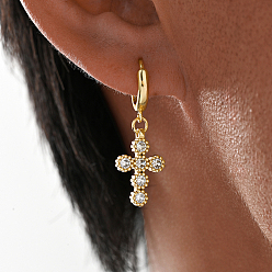 Золотой Серьги-кольца из латуни, с четким кубического циркония, золотые, 31x11 мм