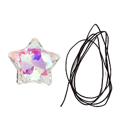 Прозрачный АВ Звездные стеклянные ловцы солнца, Подвесное призматическое украшение для окна и сада., ясно AB, 450~460 мм, Кулон : 45.5x47.5 мм