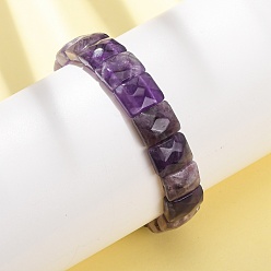 Аметист Эластичные браслеты из натуральных аметистовых бусин, унисекс., прямоугольник граненый, бусины : 12x10x6 мм, внутренний диаметр: 2.24 дюйм (5.7 см)